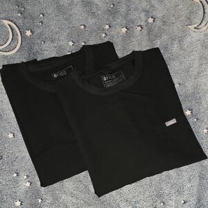 Lot of 2 Figs Mens XL Black Short Sleeve Crew Easton Tee Relax Fit Nurse Scrubs